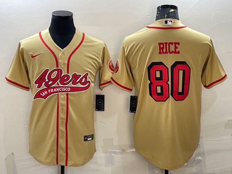 Men San Francisco 49ers #80 Rice Yellow Nike Co branded NFL Jerseys